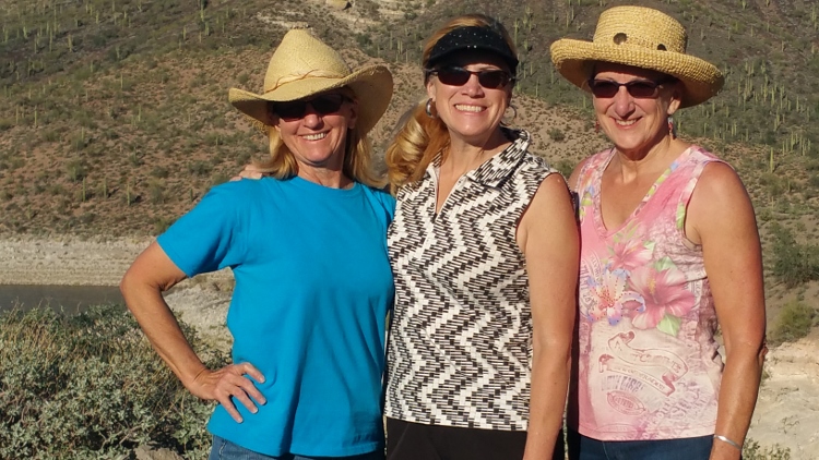 Connie, Karen and Carol on a hike